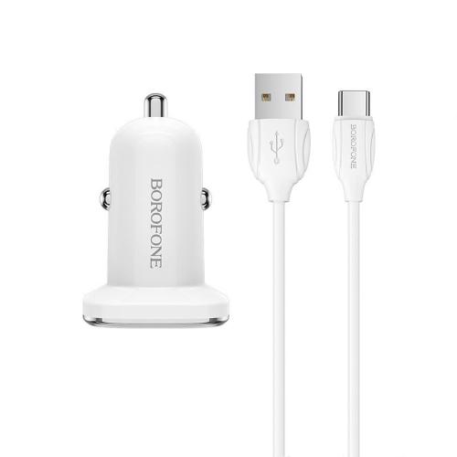 BZ12 BOROFONE  Doble port in-Car Charger set Type-C & Micro